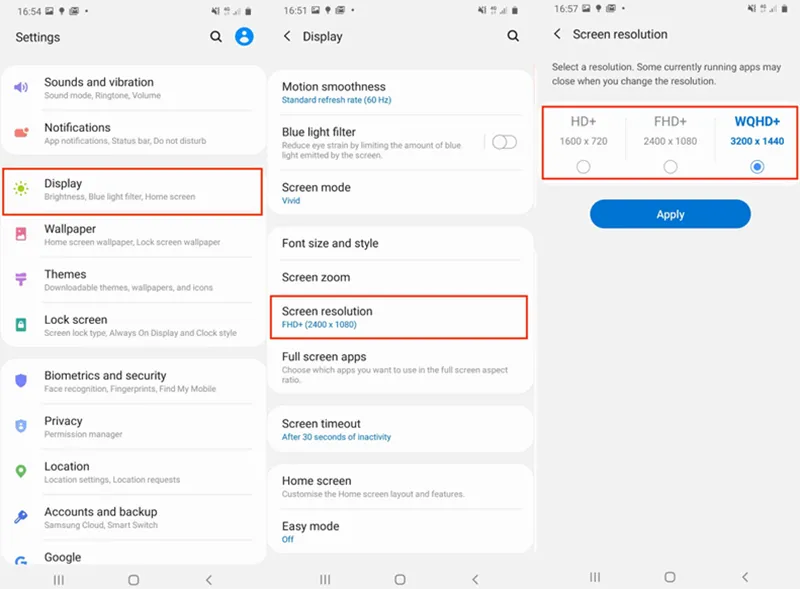 Hướng dẫn Galaxy S20 Ultra để thay đổi độ phân giải màn hình