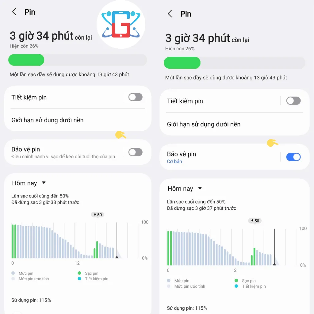 Bật tính năng bảo về pin