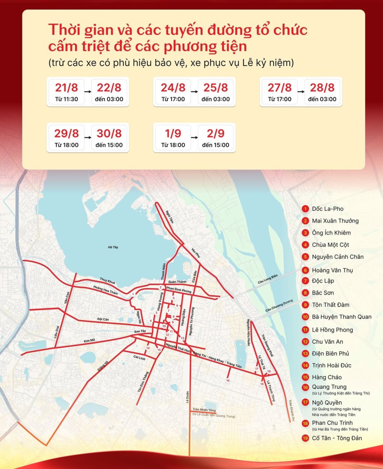 Nguồn thuvienphapluat.vn: Khung giờ cấm đường phục vụ ngày 2/9