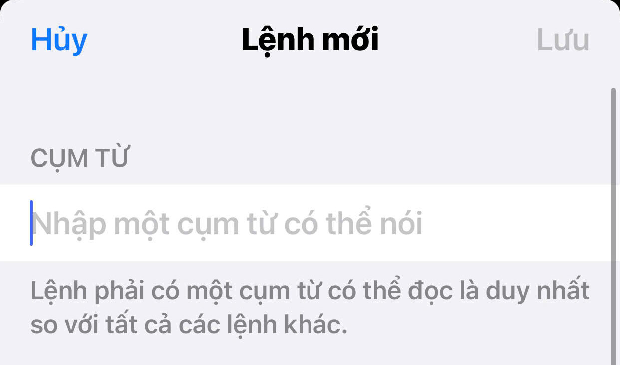 Tạo mới tùy chỉnh lệnh