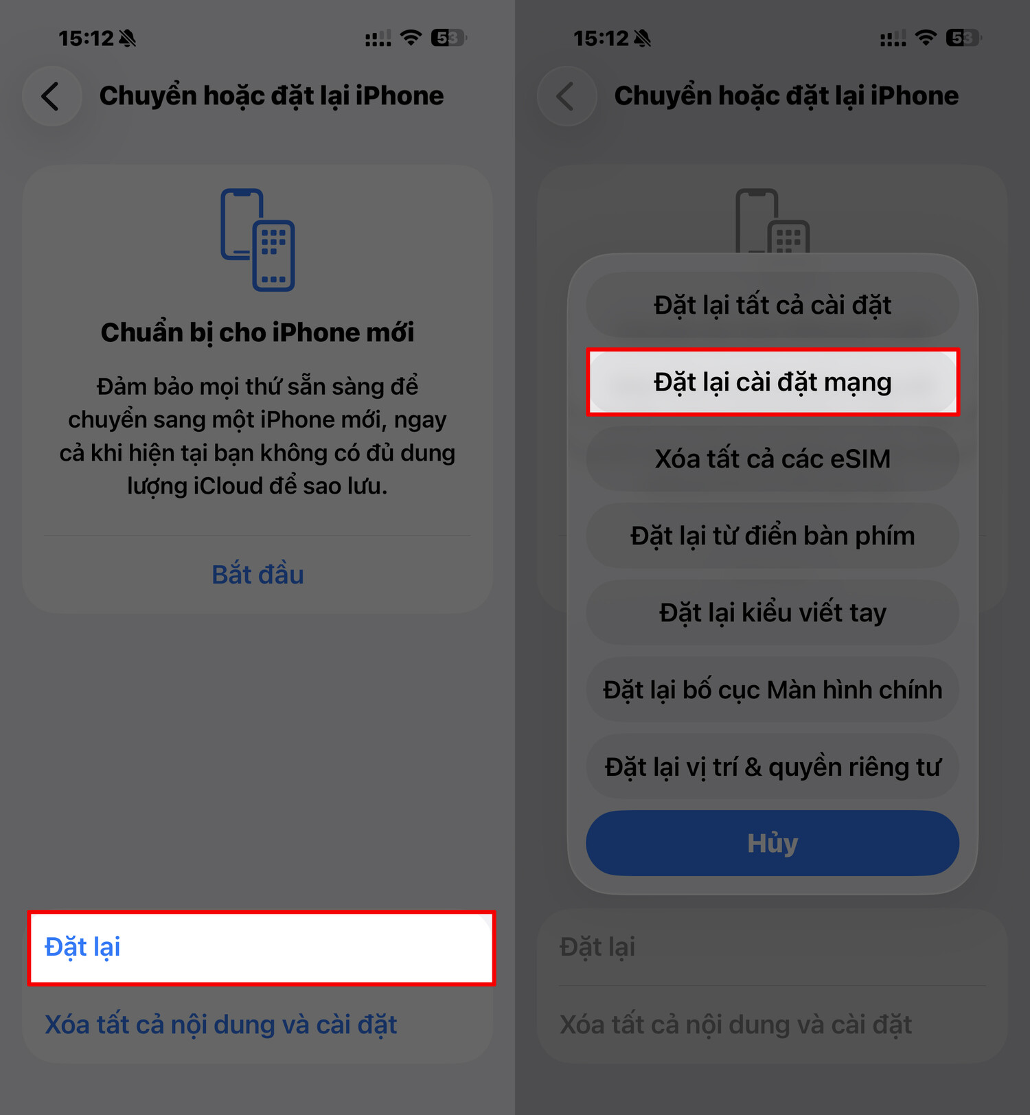 Đặt lại cài đặt mạng