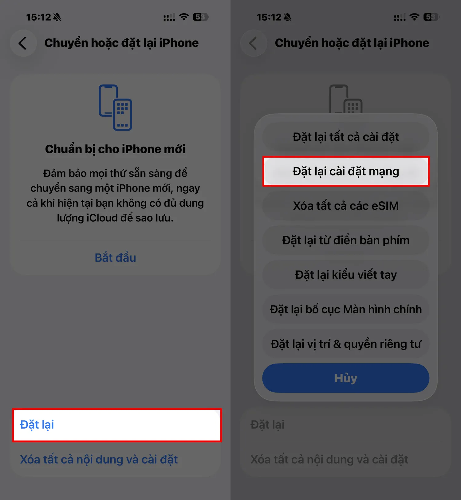 Đặt lại cài đặt mạng