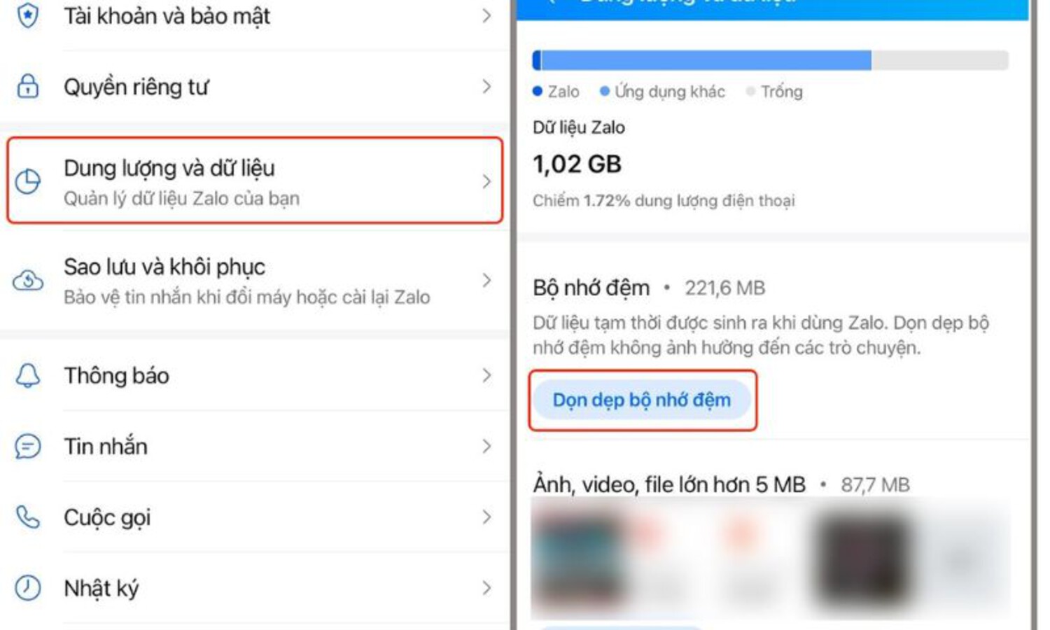 Hướng Dẫn Chi Tiết Cách Xóa Bộ Nhớ Đệm Zalo Nhanh Gọn Khi Zalo Bị Lag 3
