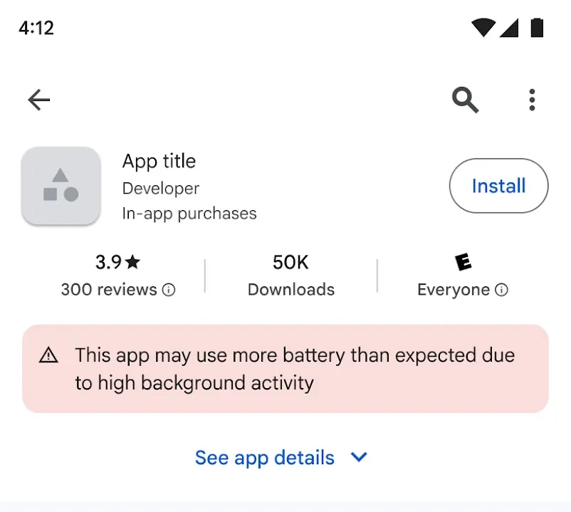 Google Play bổ sung tính năng cảnh báo hiệu suất pin cho các ứng dụng Android